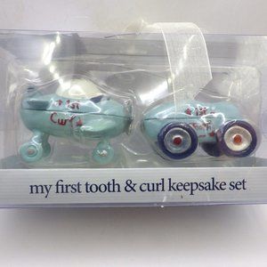 "My Curl & First Tooth" Keepsake Boxes/Airplane/ Car/Blue Resin/ Baby Essentials
